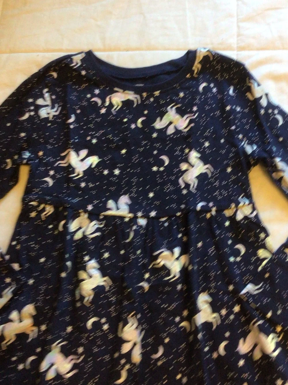 Old Navy Navy Long-Sleeve Unicorn Print Dress